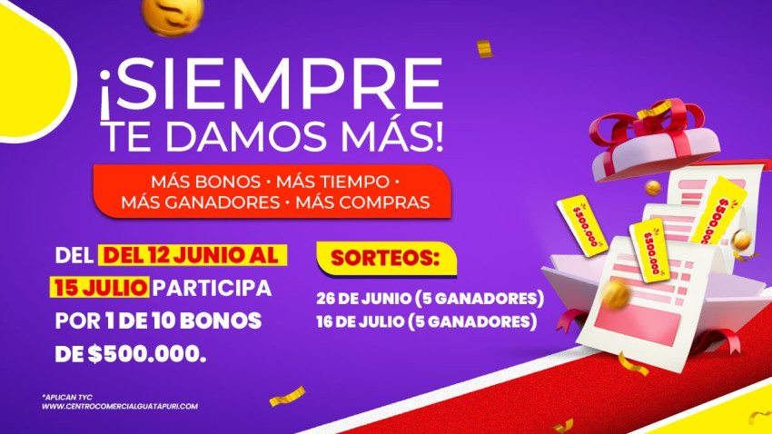 ¡TUS COMPRAS EN GUATAPURI PLAZA TE PREMIAN MÁS!